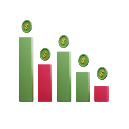 Loss Bar Chart  3D Icon