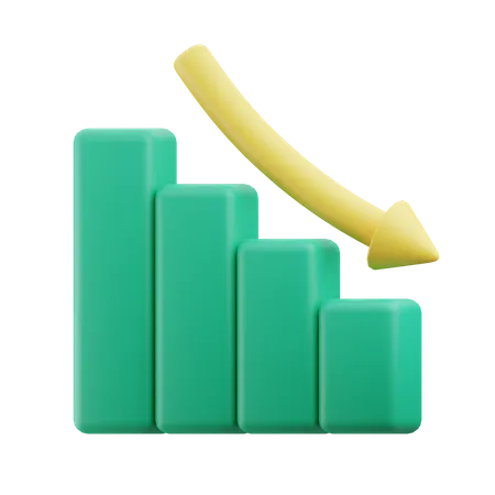 Chart Graph With Down Arrow 3D Icon