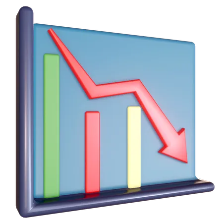 Graph Down With Arrow 3 D Icon With High Resolution Render Business Illustration 3D Icon