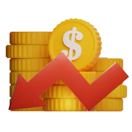 Money Loss Investment Graph 3 D Illustration 3D Icon