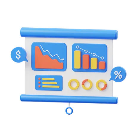 Loss Metrics Presentation Screen  3D Icon