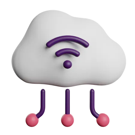 Lot Cloud Network 3D Icon