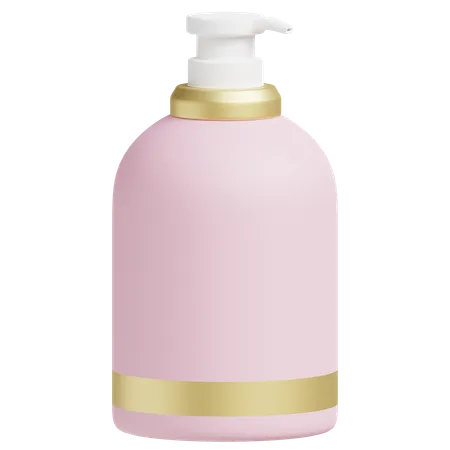 3 D Render Of Pink Body Care Lotion Bottle With Gold Trim And Pump Dispenser 3D Icon