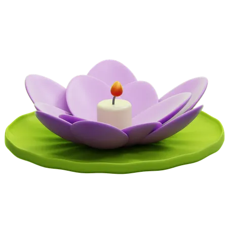 Lotus And Candle  3D Icon