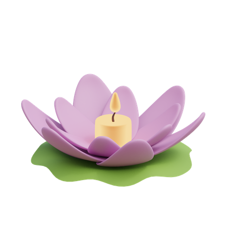 Lotus And Candle  3D Illustration