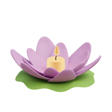 Lotus And Candle  3D Illustration