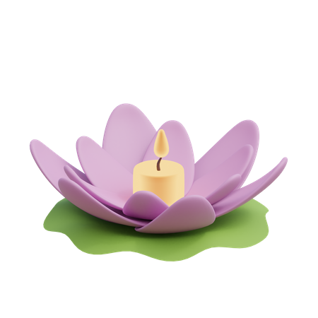 Lotus And Candle 3D Illustration
