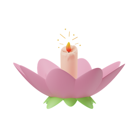 Lotus Candle  3D Illustration