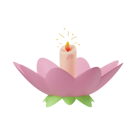 Lotus Candle  3D Illustration