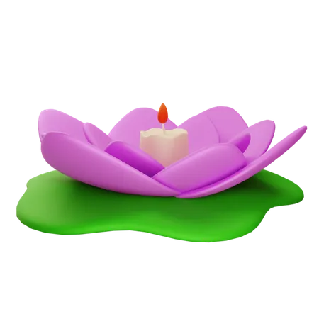 Lotus Candle  3D Illustration