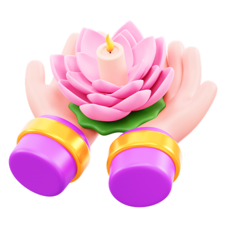 Lotus à la main  3D Icon