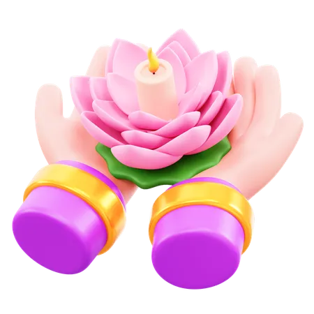 Lotus à la main  3D Icon