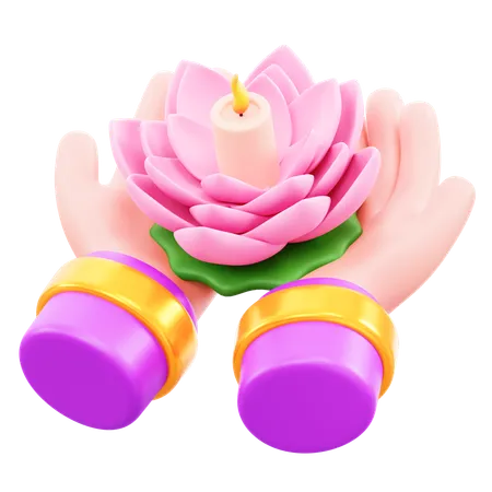 Lotus In Hand  3D Icon