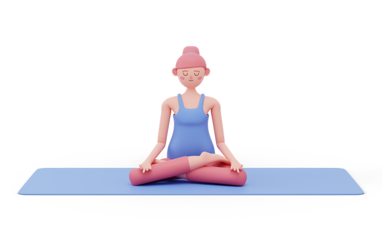 Lotus Yoga Pose  3D Illustration