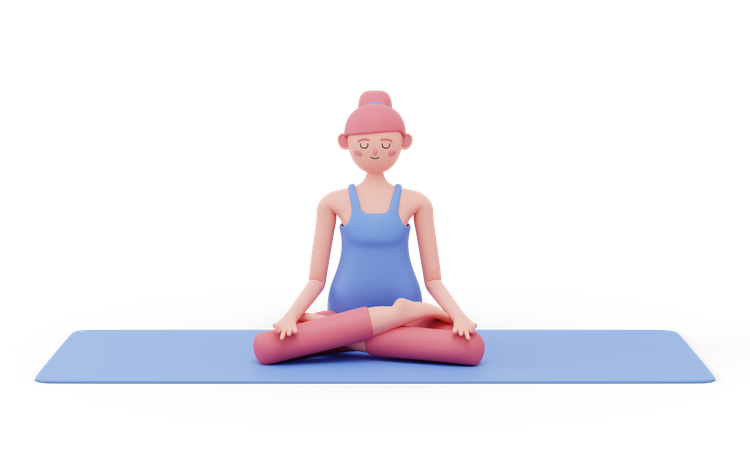 Lotus Yoga Pose 3D Illustration