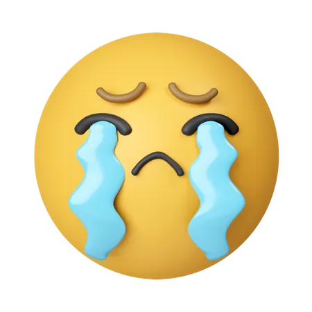 3 D Loudly Crying Face Icon Yellow Emoji With His Mouth Open Tears Streaming From His Closed Eyes Icon Isolated On Gray Background 3 D Rendering Illustration Clipping Path 3D Icon