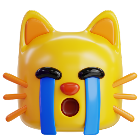 大声で泣いている猫の絵文字  3D Icon