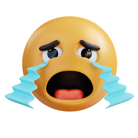 Loudly Crying Face  3D Icon