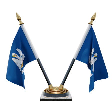 Louisiana Double Desk Flag Stand  3D Flag