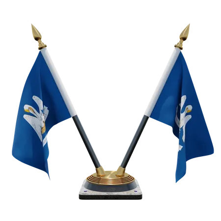 Louisiana Double Desk Flag Stand  3D Flag