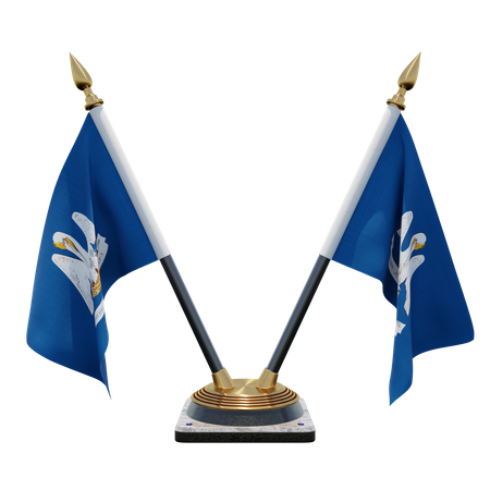 Louisiana Double Desk Flag Stand  3D Illustration