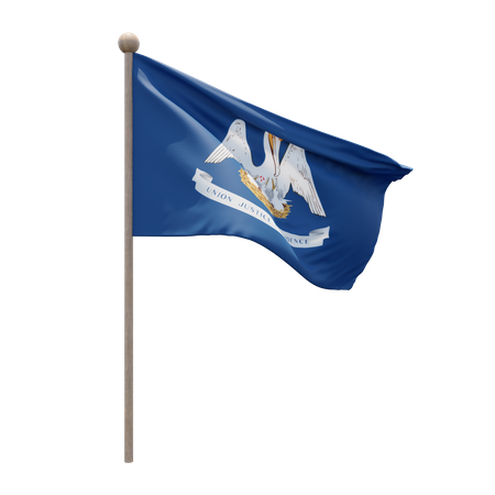 Louisiana Flag Pole  3D Flag
