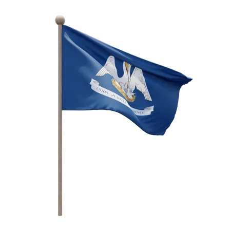 Louisiana Flag Pole  3D Flag