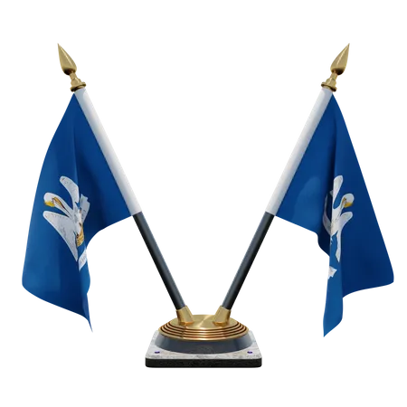 Support de drapeau de bureau double (V) Louisiane  3D Icon