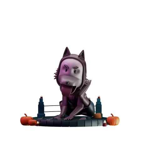 Warewolf donnant une pose effrayante  3D Illustration