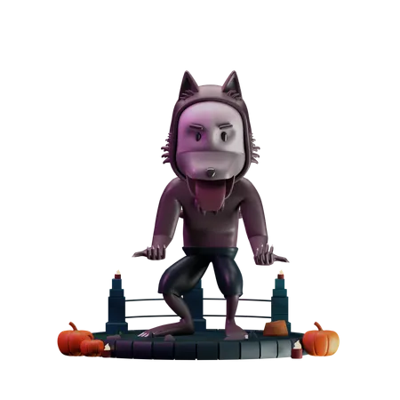 Warewolf donnant une pose effrayante  3D Illustration
