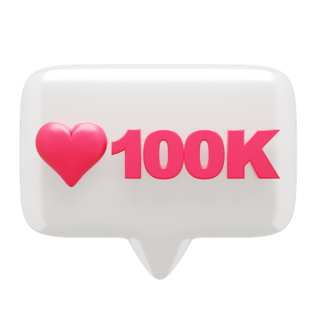 Love 100 K Notification  3D Icon