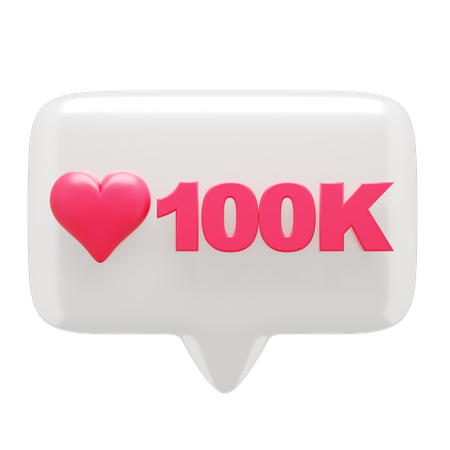 Love 100 K Notification  3D Icon