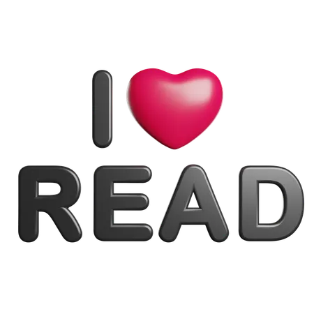 I Love Read Heart 3D Icon