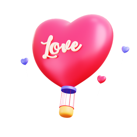 Love air balloon  3D Illustration