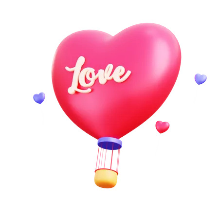 Love air balloon  3D Illustration