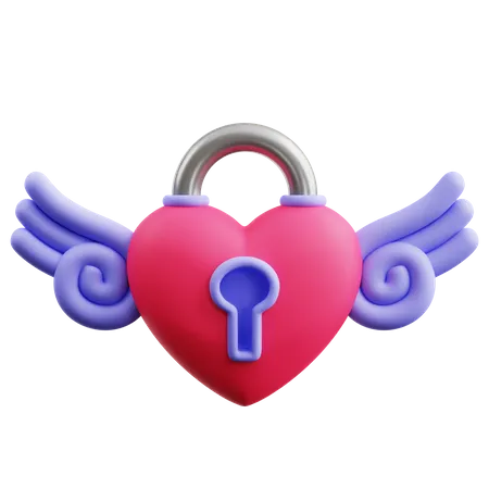 Love Angel Padlock  3D Icon