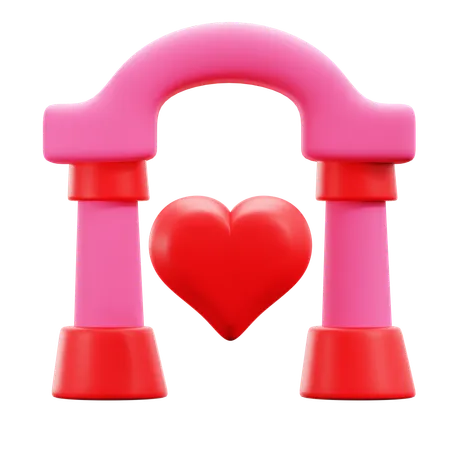Wedding Pillar Arch Party Event With Heart Symbol For Marriage Ceremony 3 D Icon Illustration Design 3D Icon