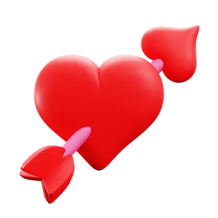 Hearts With Cupid Arrow Falling In Love Or Marriage Proposal Symbol Valentine Day 3 D Icon Illustration Render Design 3D Icon