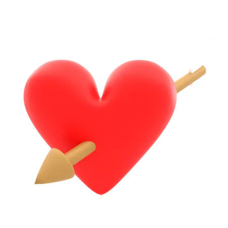 3 D Rendering Illustration Of Red Heart With Arrow Valentine Love Concept 3D Illustration