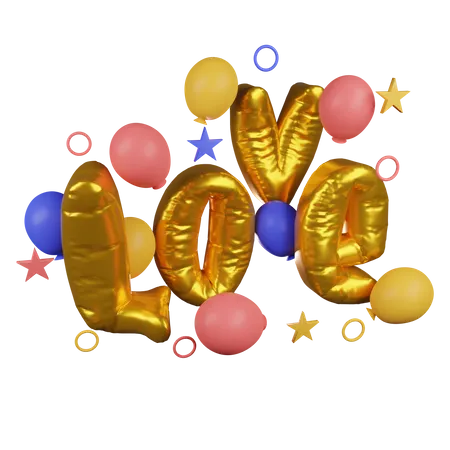 Love With Balloon 3 D Illustration Contains PNG BLEND GLTF And OBJ Files 3D Icon
