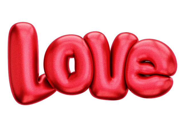 Love Balloon Text  3D Icon
