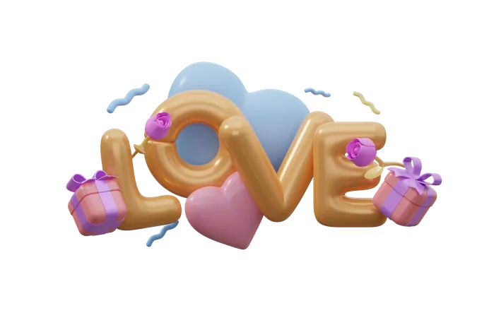 Love Balloons  3D Illustration