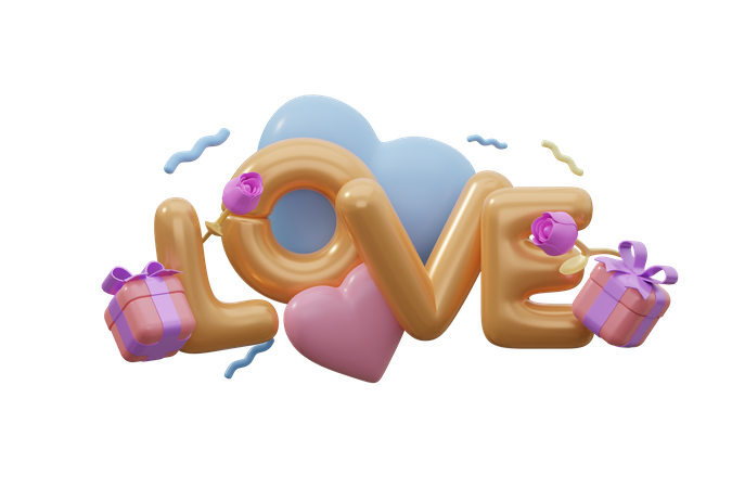 Love Balloons 3D Illustration