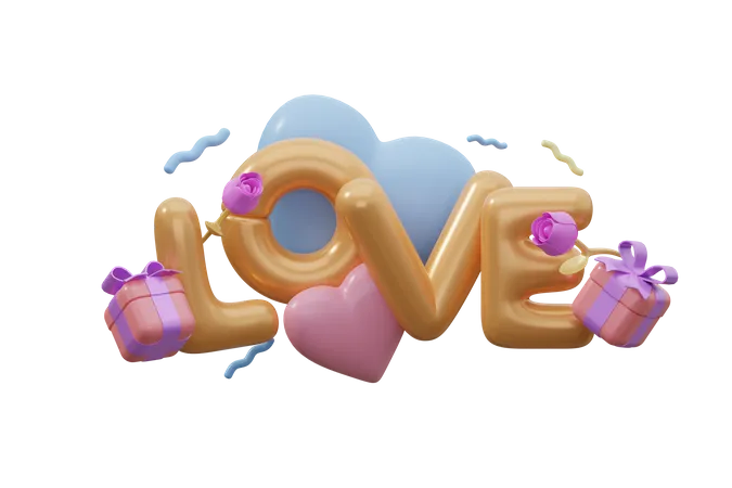 Love Balloons 3D Illustration