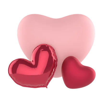 Red And Pink Love Balloons 3D Icon