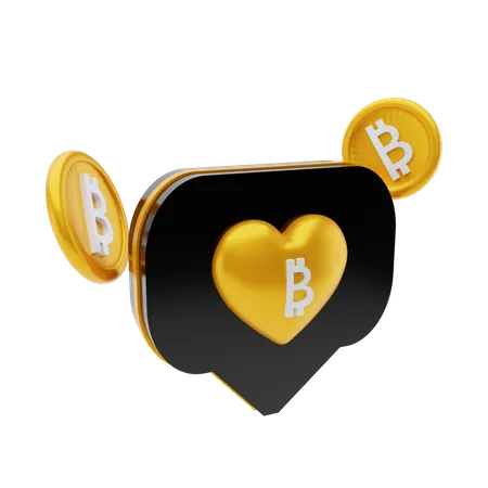 Love bitcoin  3D Illustration