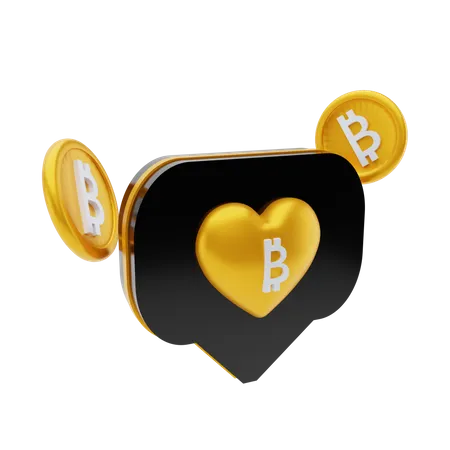 Love bitcoin 3D Illustration