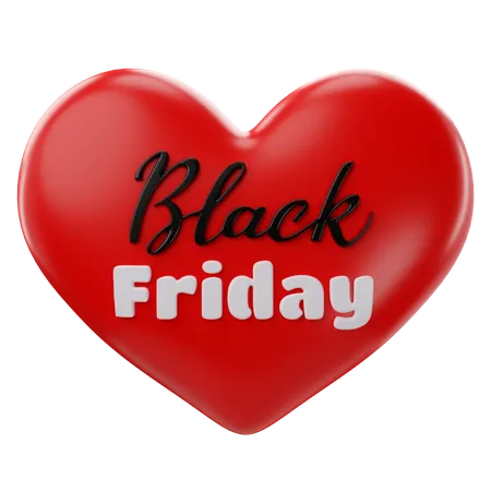 3 D Rendering Of Black Friday Heart Icon 3D Icon