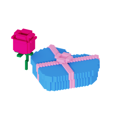 Love Box With Flower  3D Icon