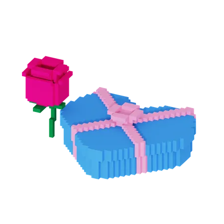Love Box With Flower  3D Icon